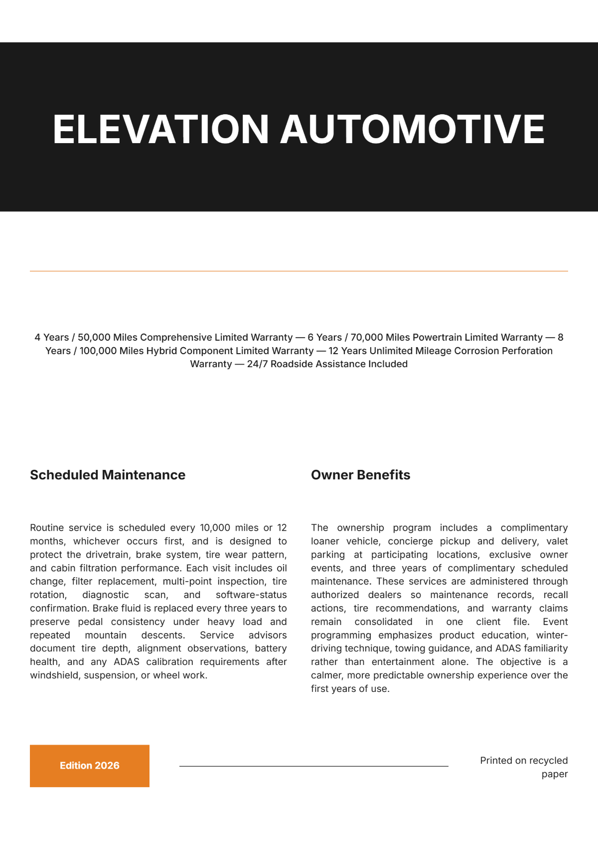 Free Vehicle Spec Sheet Catalog Template to Edit Online