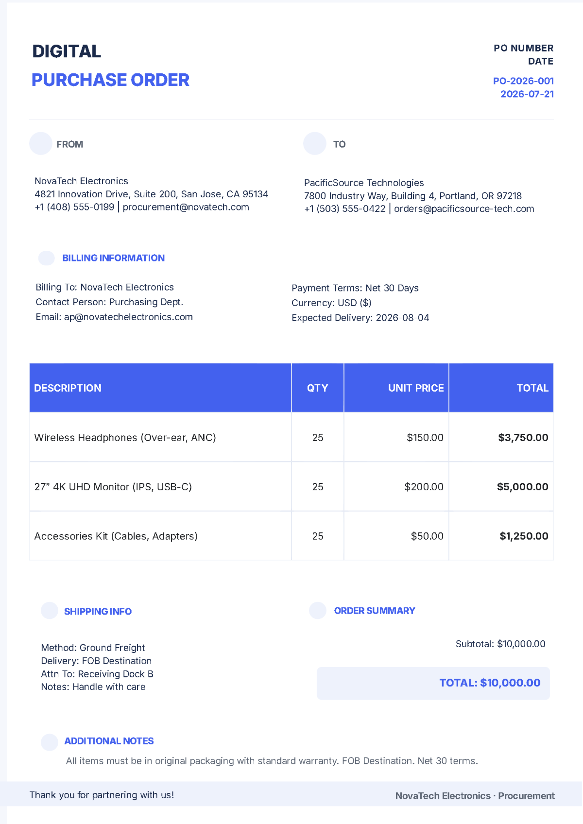 Free Digital Purchase Order Template to Edit Online Free Digital Purchase Order Template to Edit Online