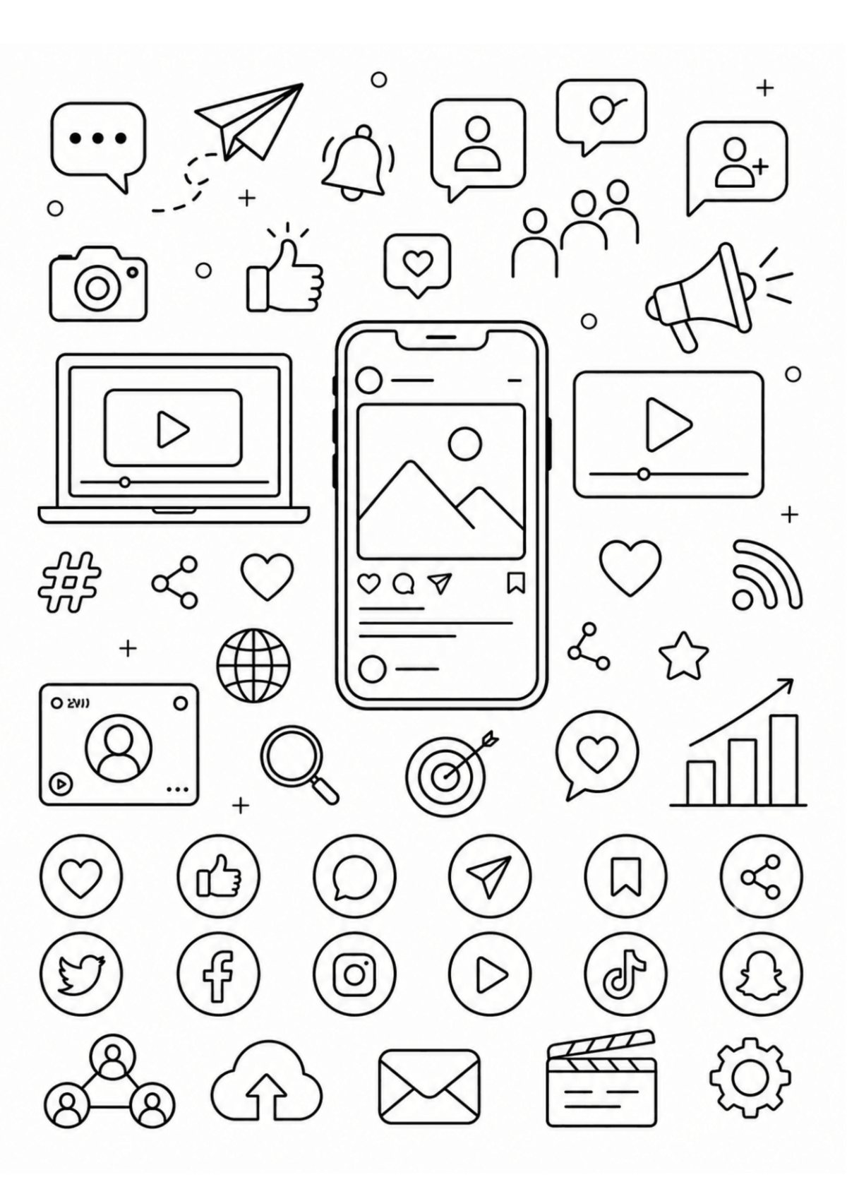 Free Social Media Drawing Template to Edit Online