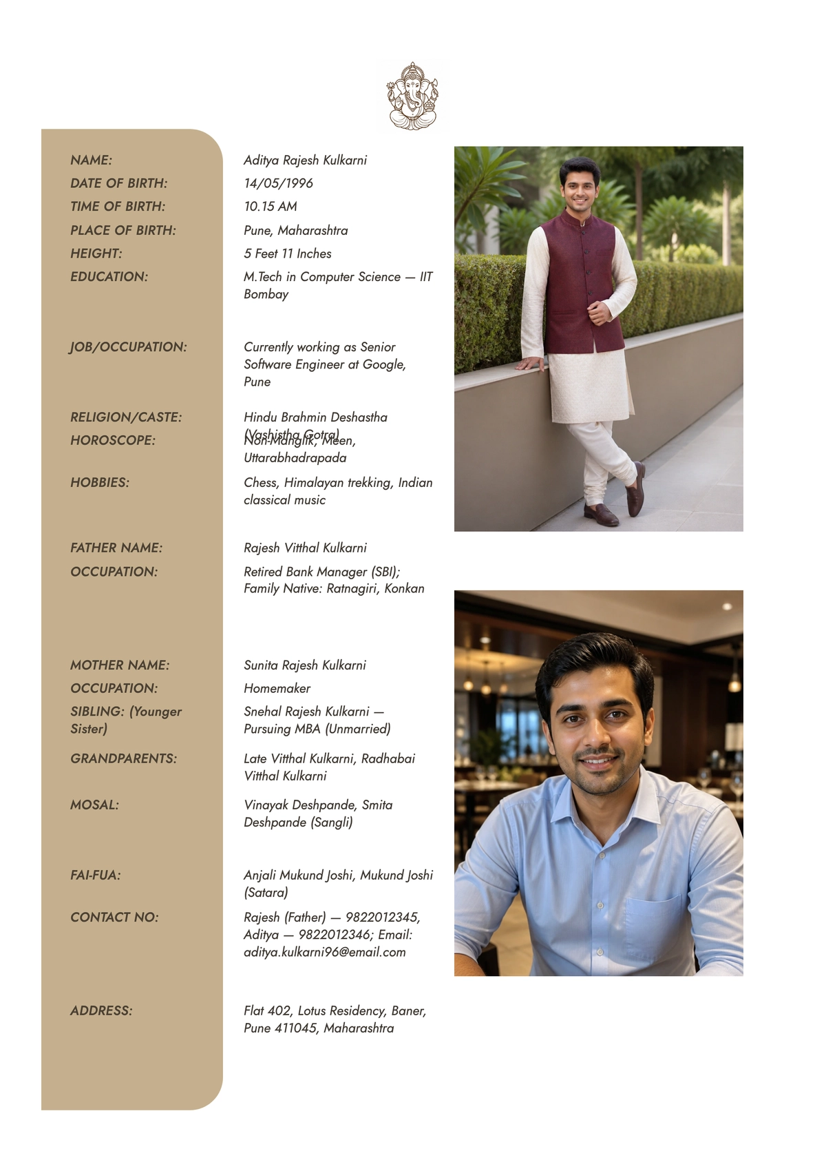 Free Hindu Marriage Biodata Template to Edit Online Free Hindu Marriage Biodata Template to Edit Online