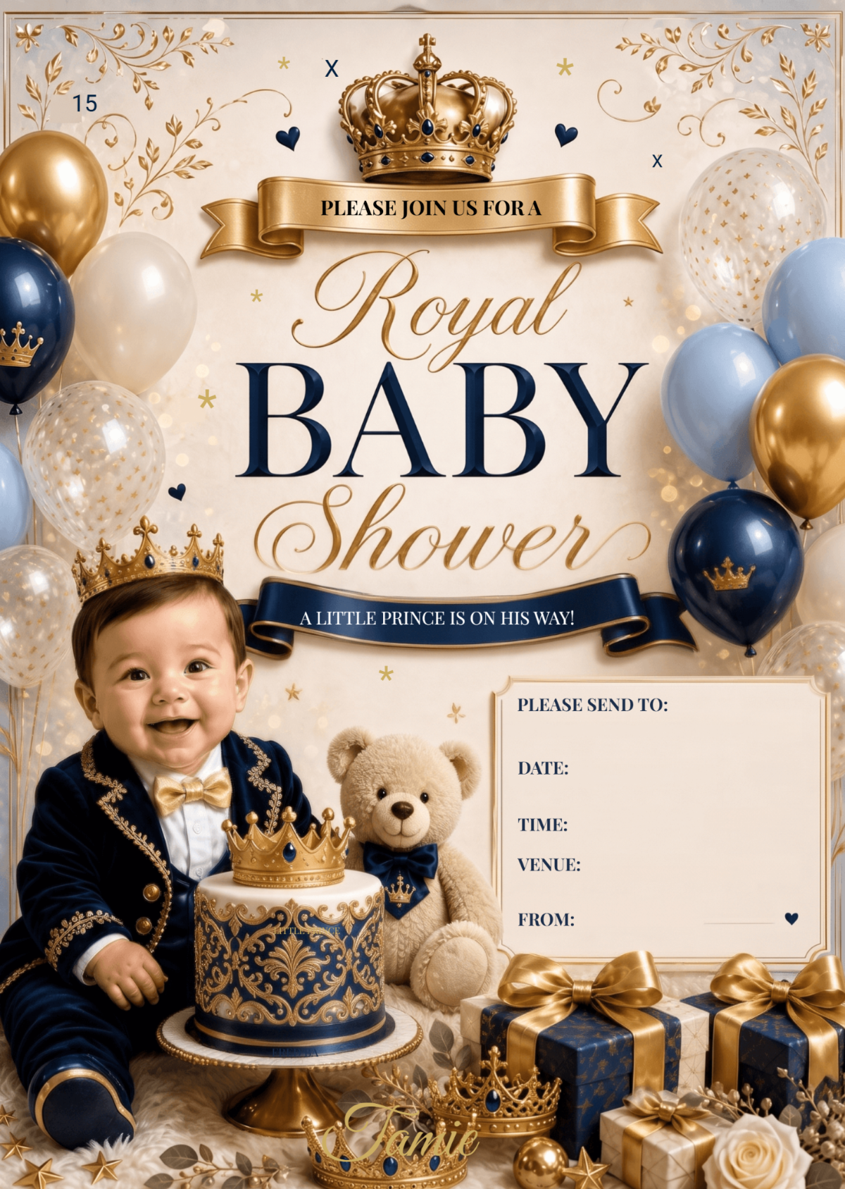 Royal Little Prince Baby Shower Invitation Template Royal Little Prince Baby Shower Invitation Template