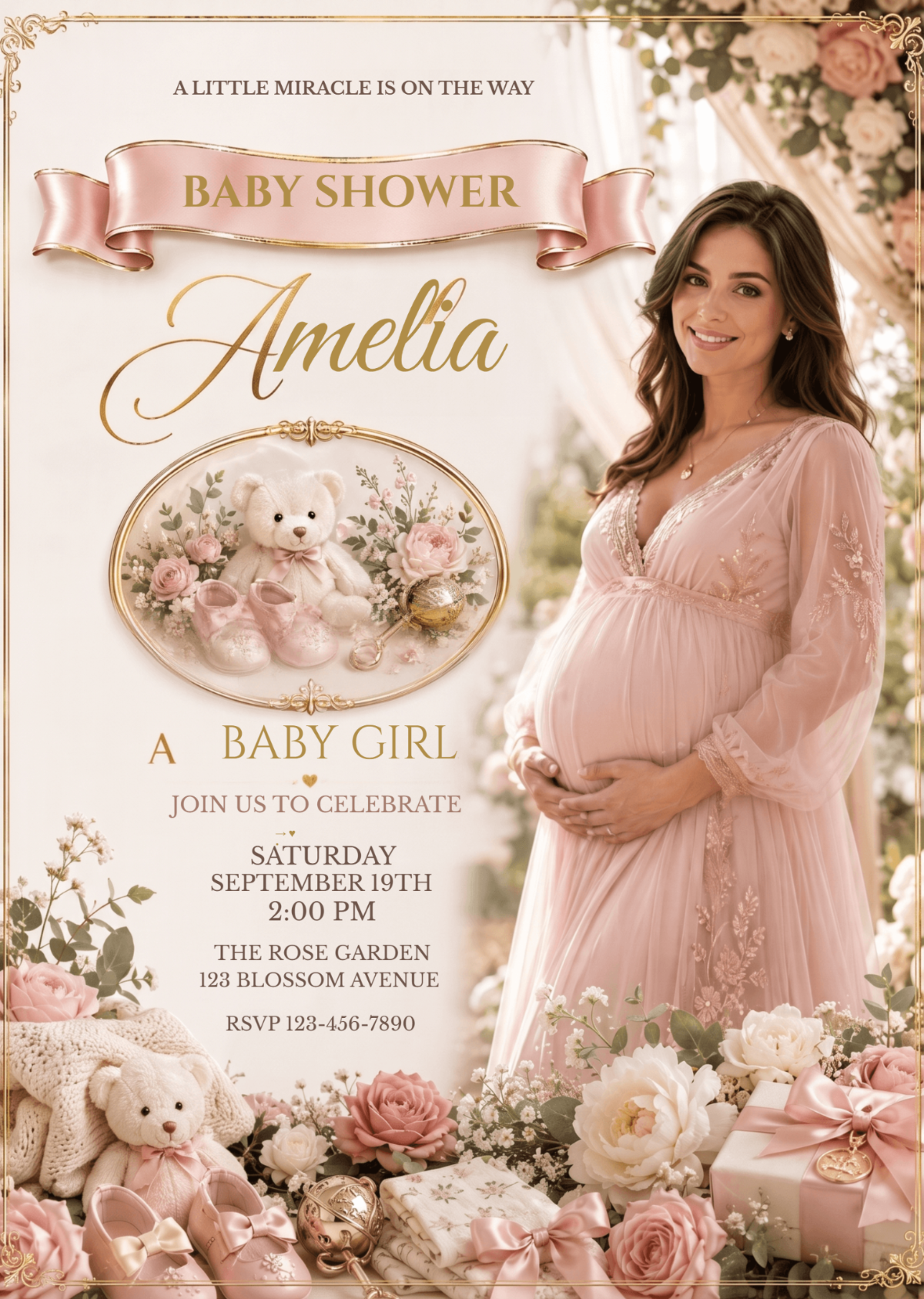 Blush Floral Baby Girl Shower Invitation Blush Floral Baby Girl Shower Invitation