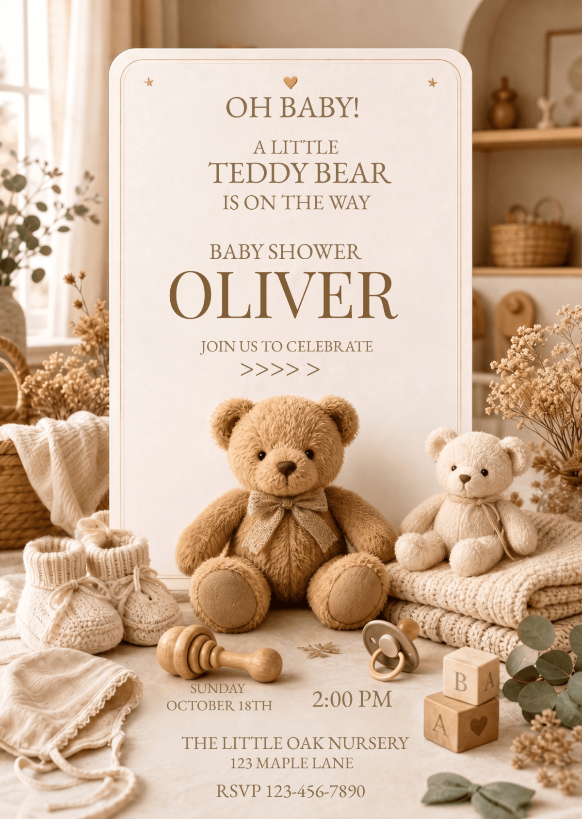 Luxury Teddy Bear Baby Shower Invitation Luxury Teddy Bear Baby Shower Invitation