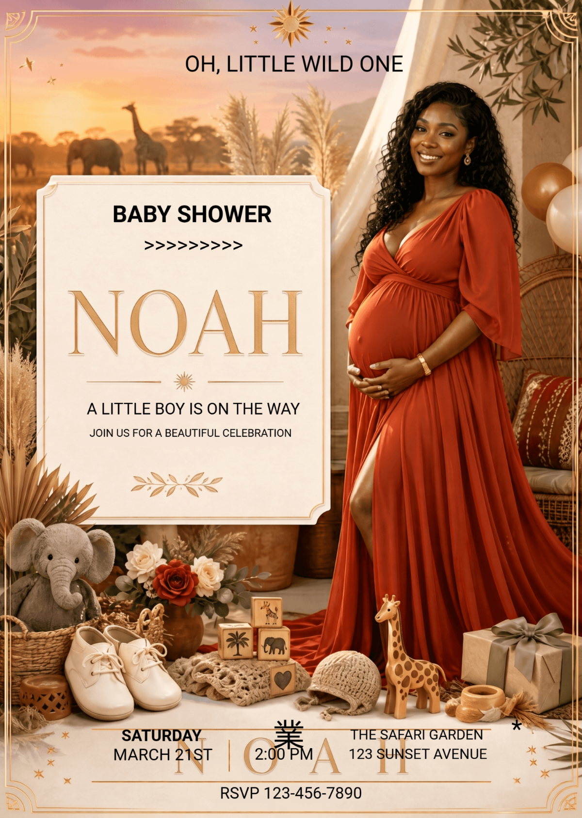 Luxury Safari Baby Boy Shower Invitation Luxury Safari Baby Boy Shower Invitation