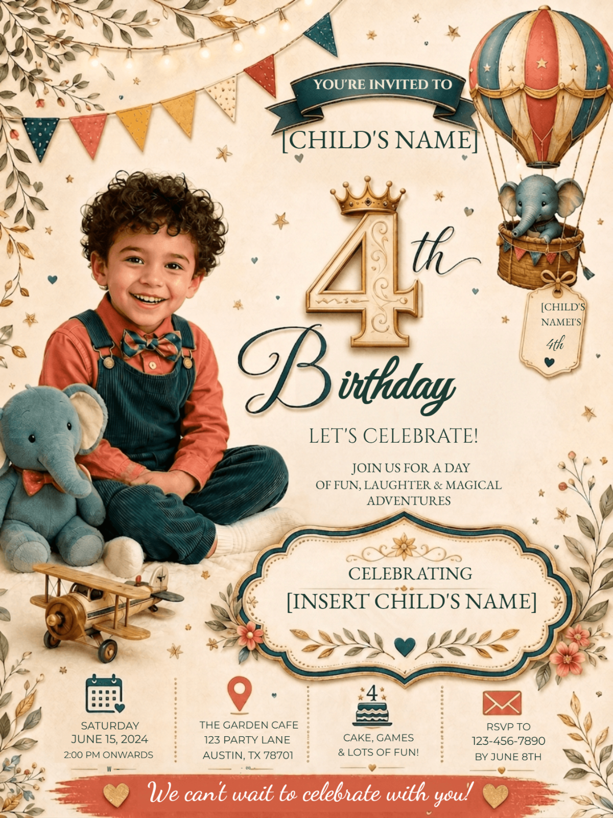 Free 4th Birthday Invitation Template Free 4th Birthday Invitation Template
