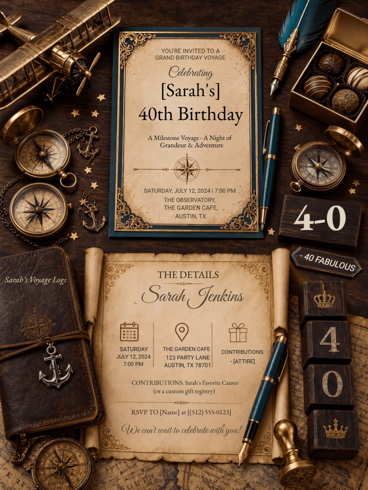 Vintage Aviation 40th Birthday Invitation Template Vintage Aviation 40th Birthday Invitation Template