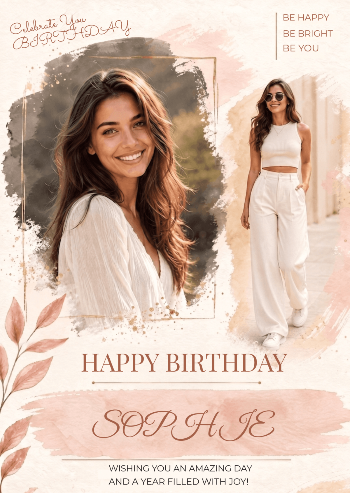 Luxury Floral Birthday Photo Invitation - Happy Birthday Wishes, Image Generator