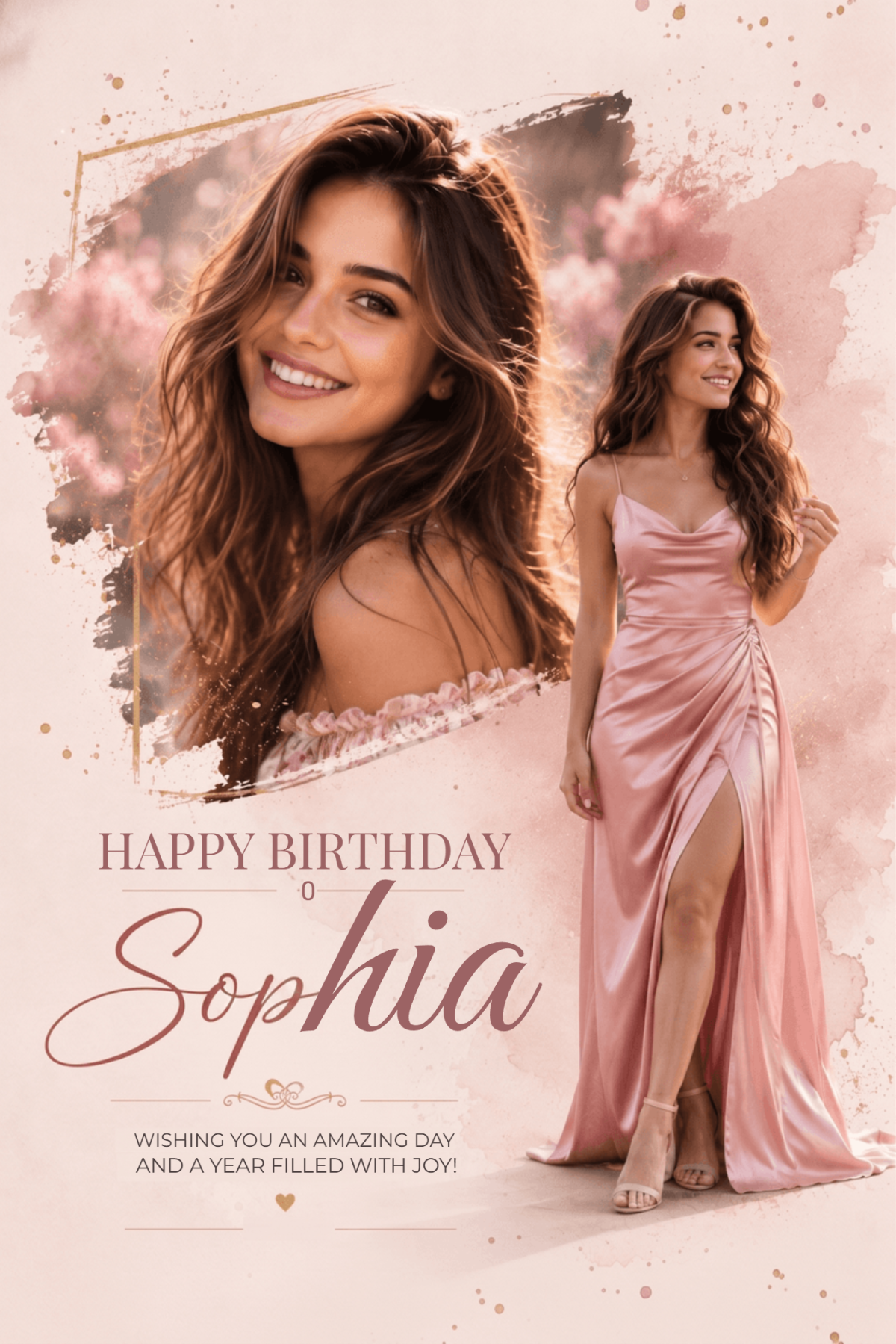 Luxury Pink Birthday Invitation - Happy Birthday Wishes, Image Generator