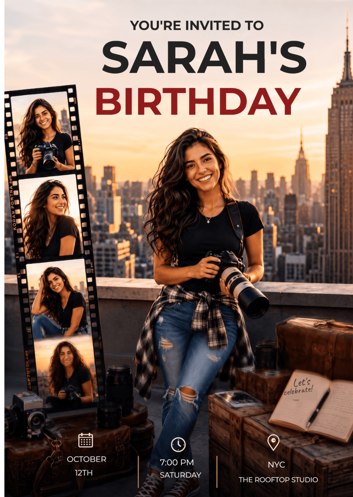 Customizable Photography Themed Birthday Invitation Template