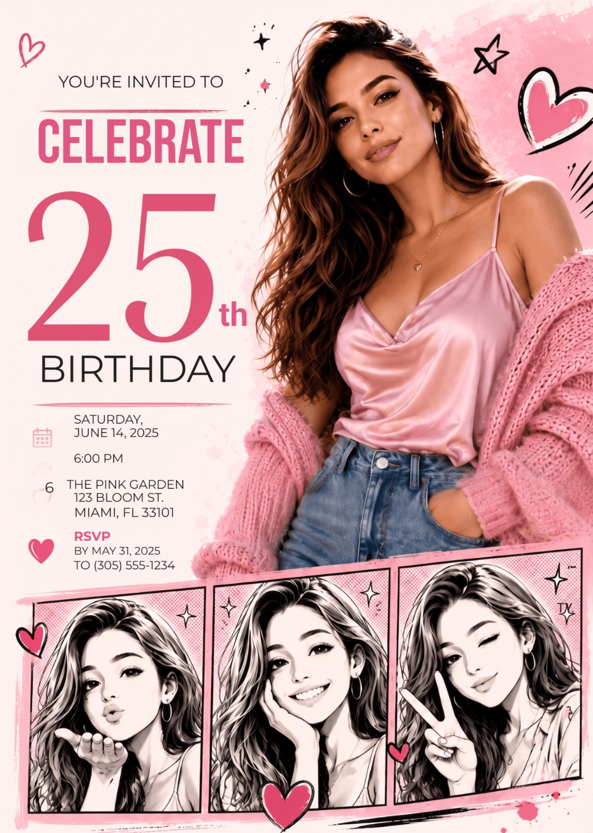 26th Birthday Manga Invitation Template