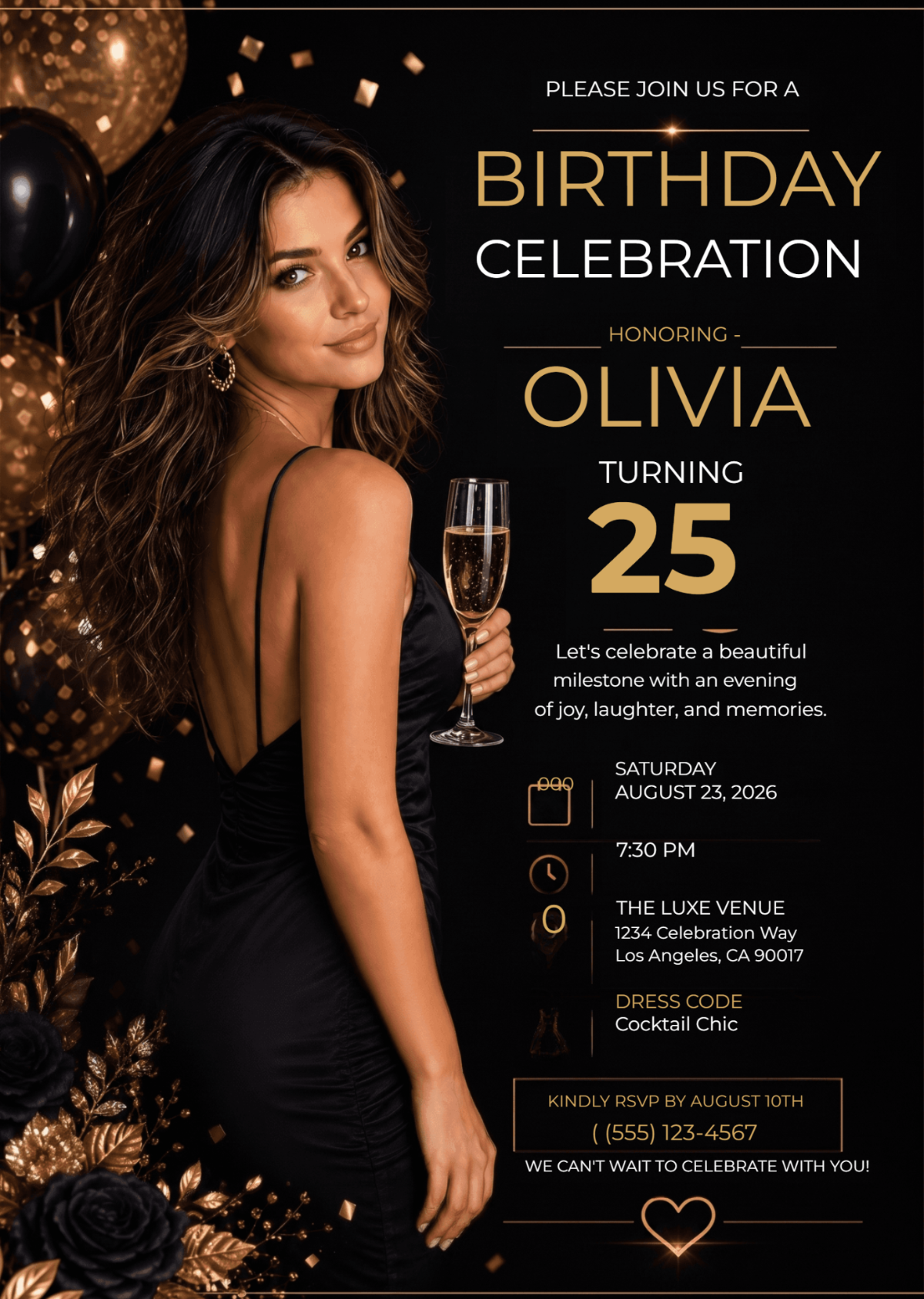 Elegant Women’s Birthday Invitation Template