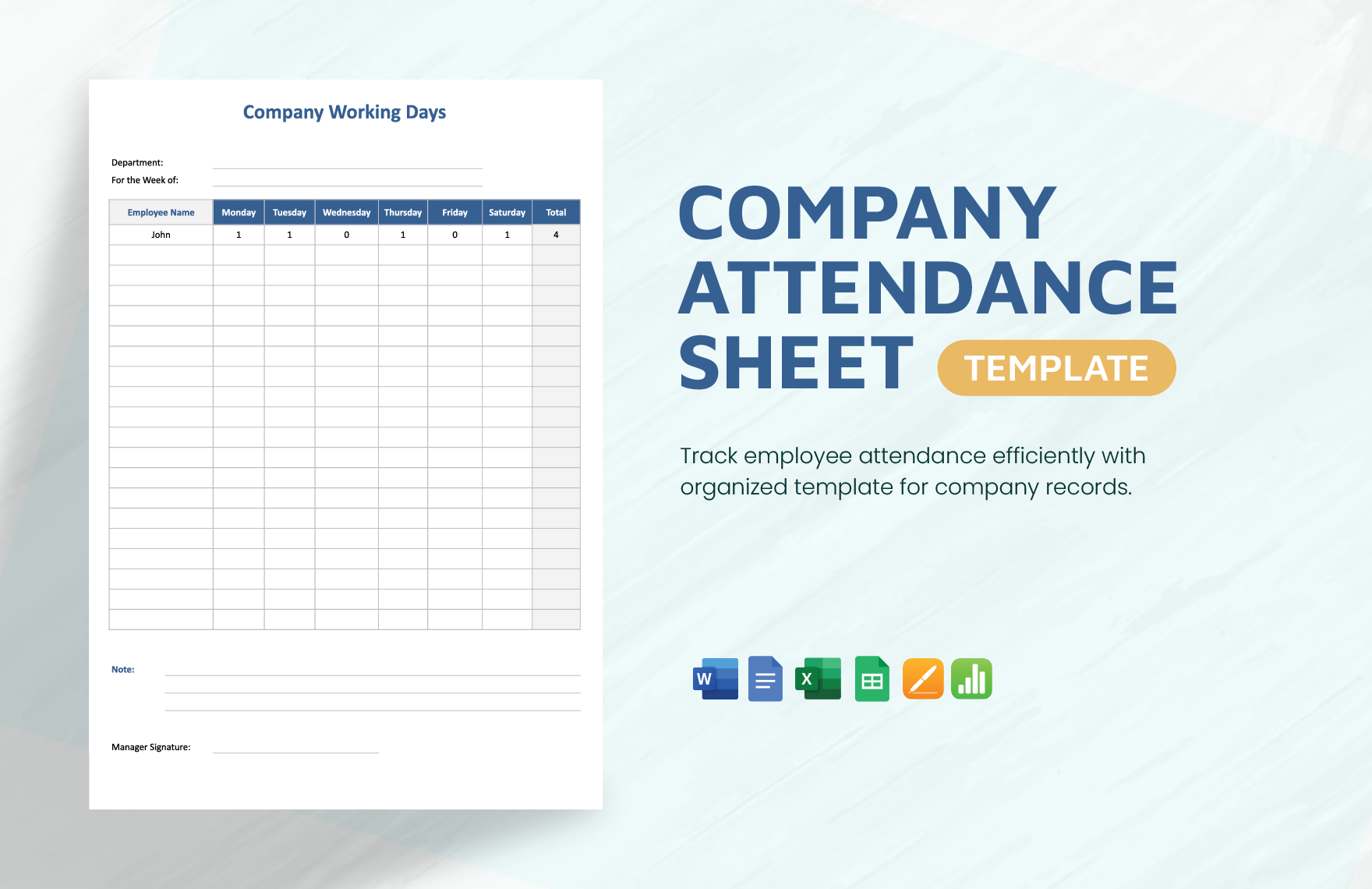 Company Attendance Sheet Template