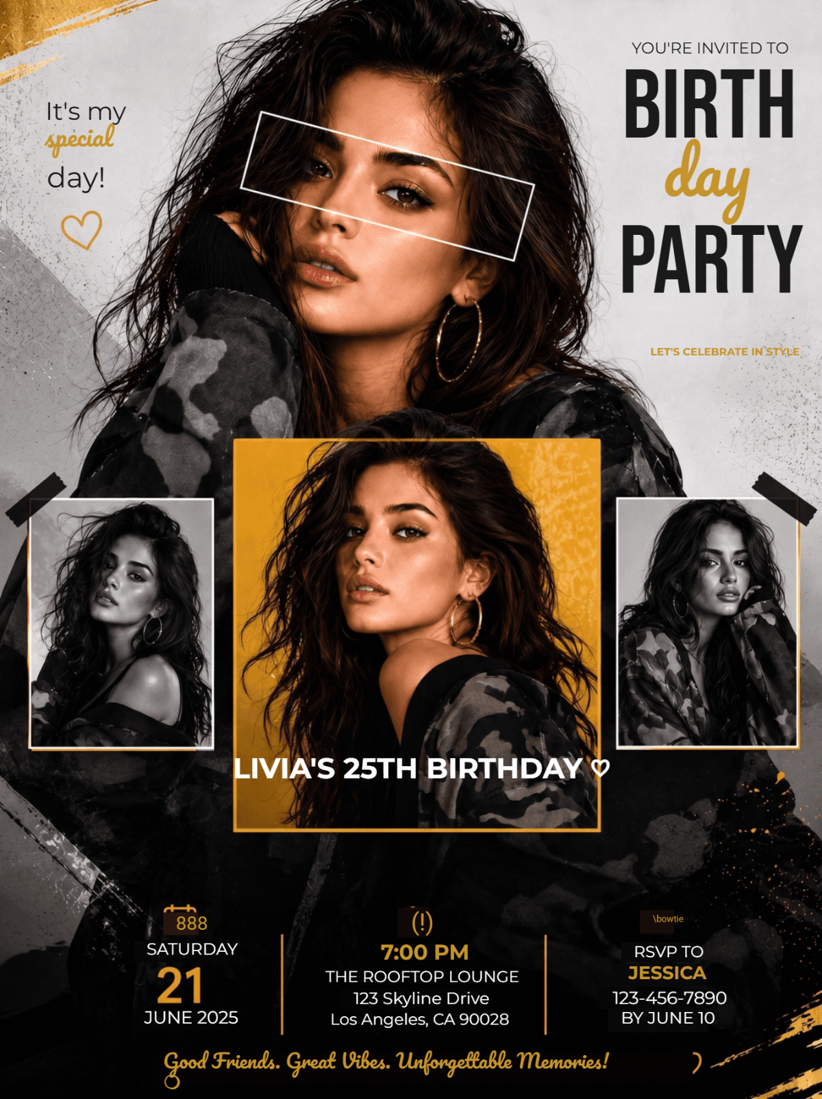 Elegant 25th Birthday Party Invitation Template