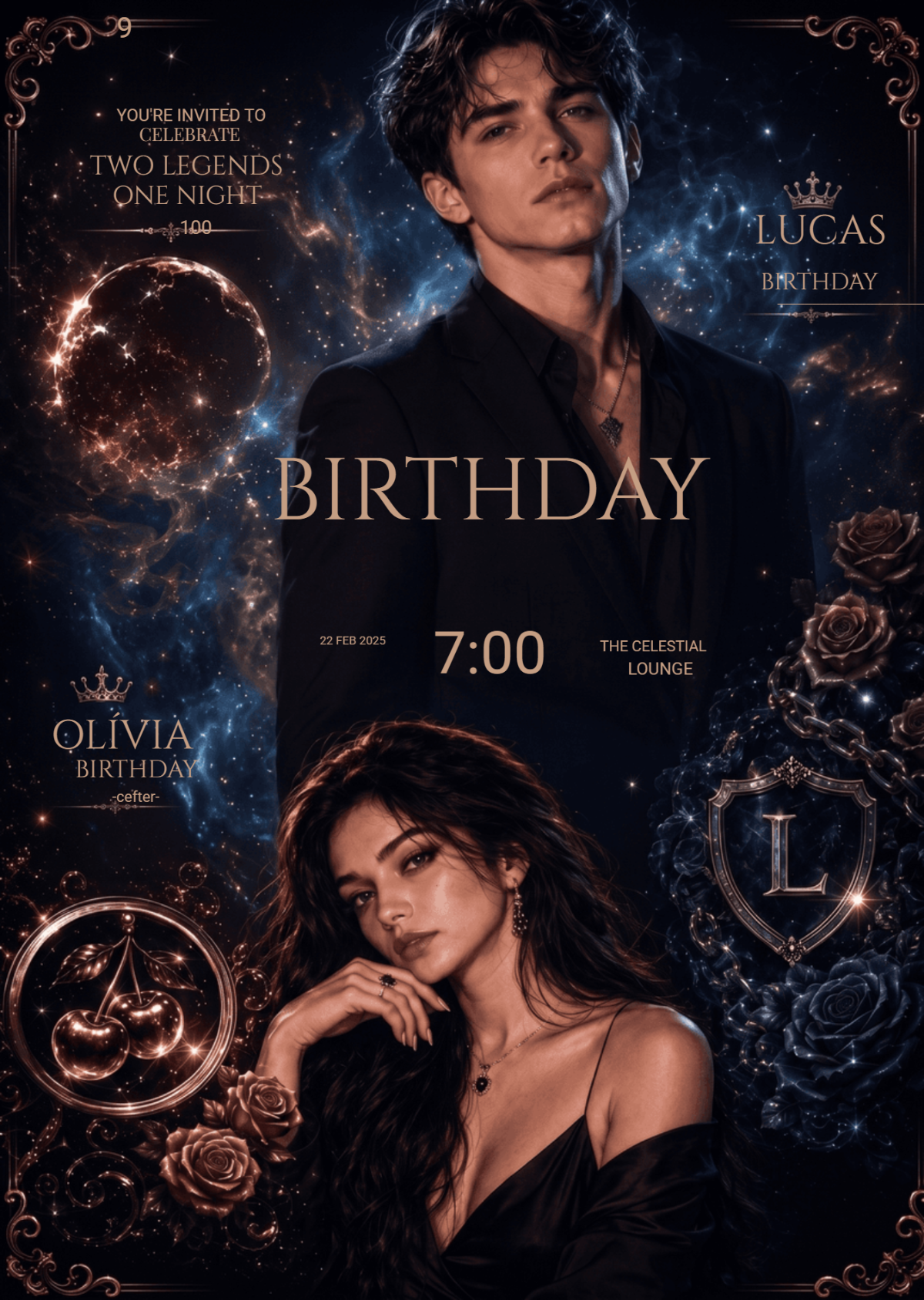 Elegant Twin Birthday Invitation Template