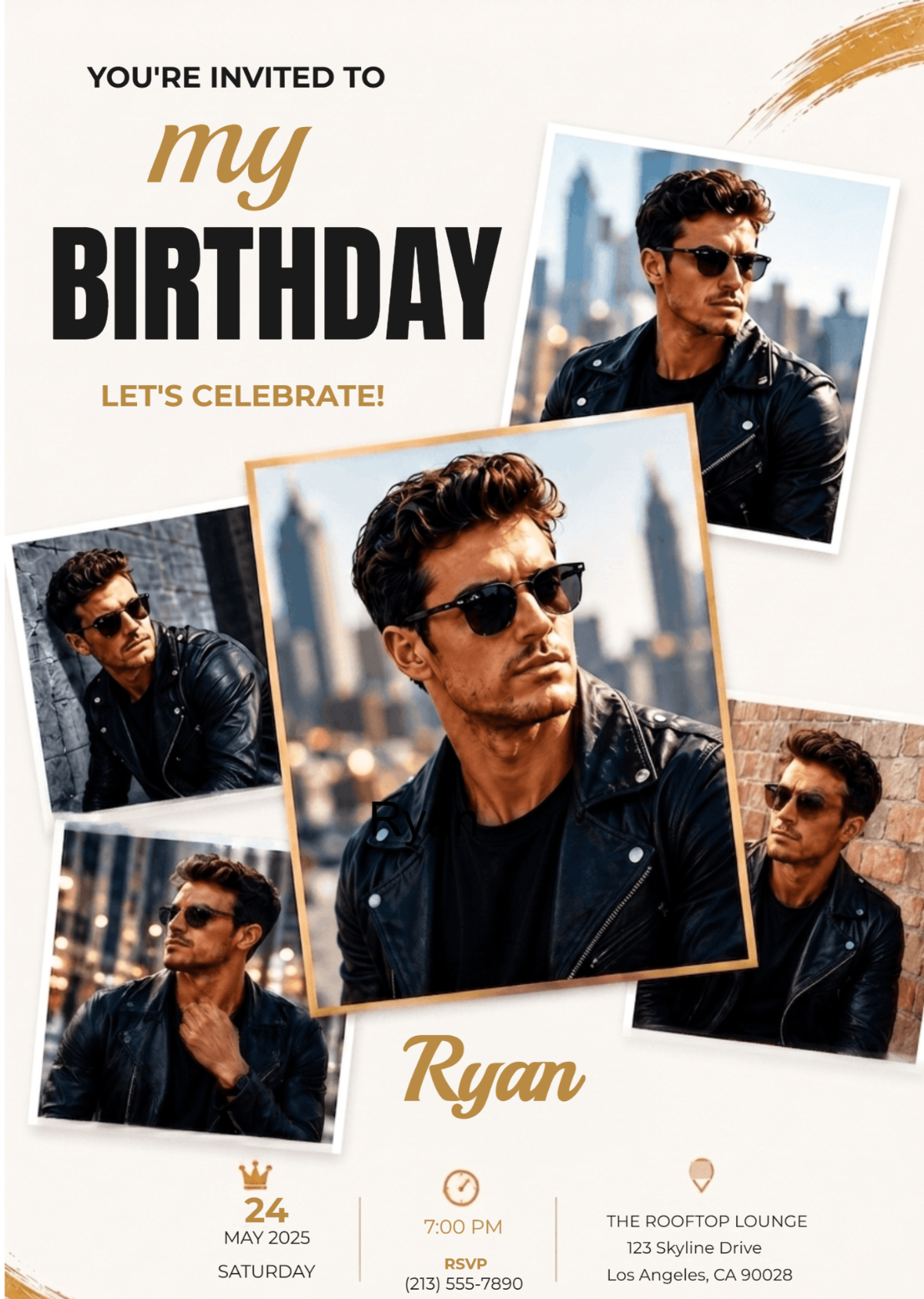 Black and Gold Birthday Invitation Template Black and Gold Birthday Invitation Template
