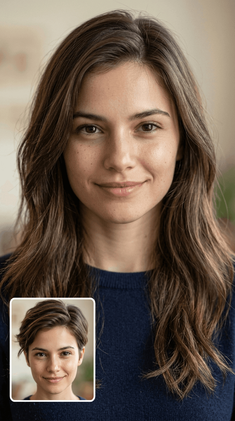 Pixie Cut to Long Wavy Hair - AI Long Hair Extender – Add Long Hair to Your Photo. Pixie Cut to Long Wavy Hair - AI Long Hair Extender – Add Long Hair to Your Photo.