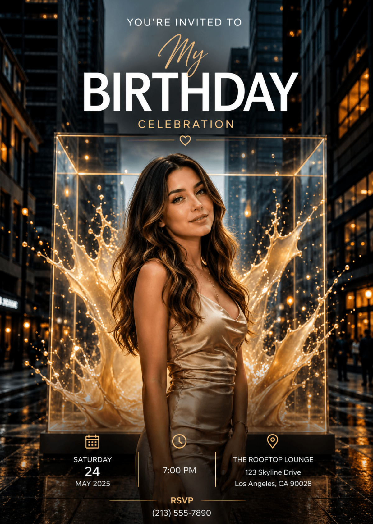 The Golden Edit Birthday Invitation