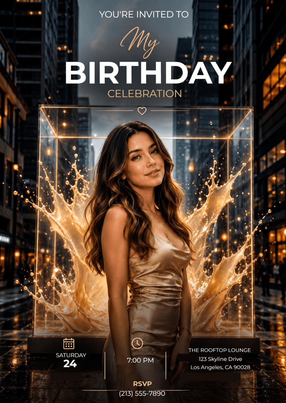 The Golden Edit Birthday Invitation