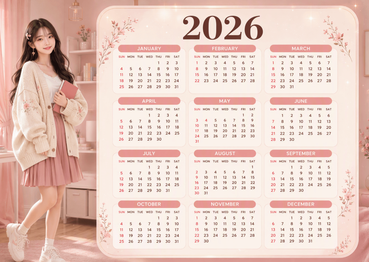 Free 2026 Yearly Calendar to Edit Online