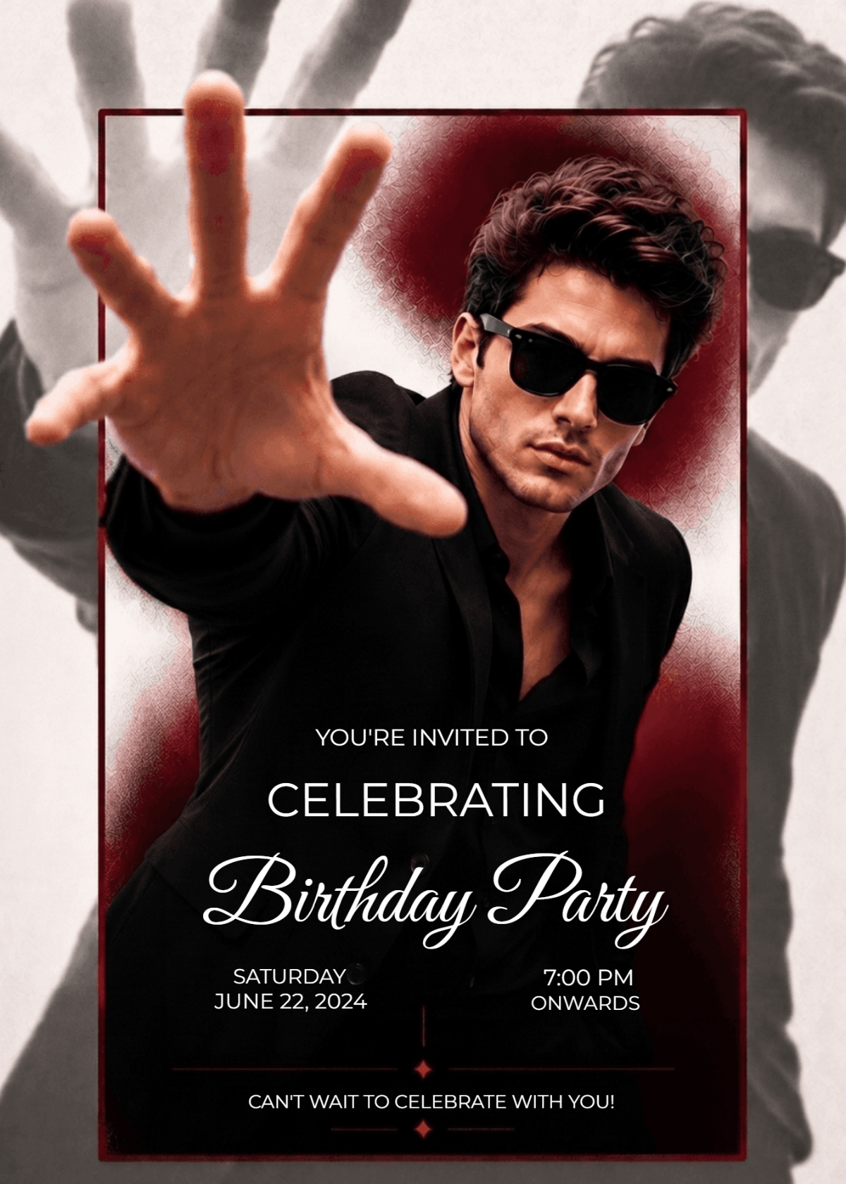 Stylish Black Birthday Invitation Template for Men