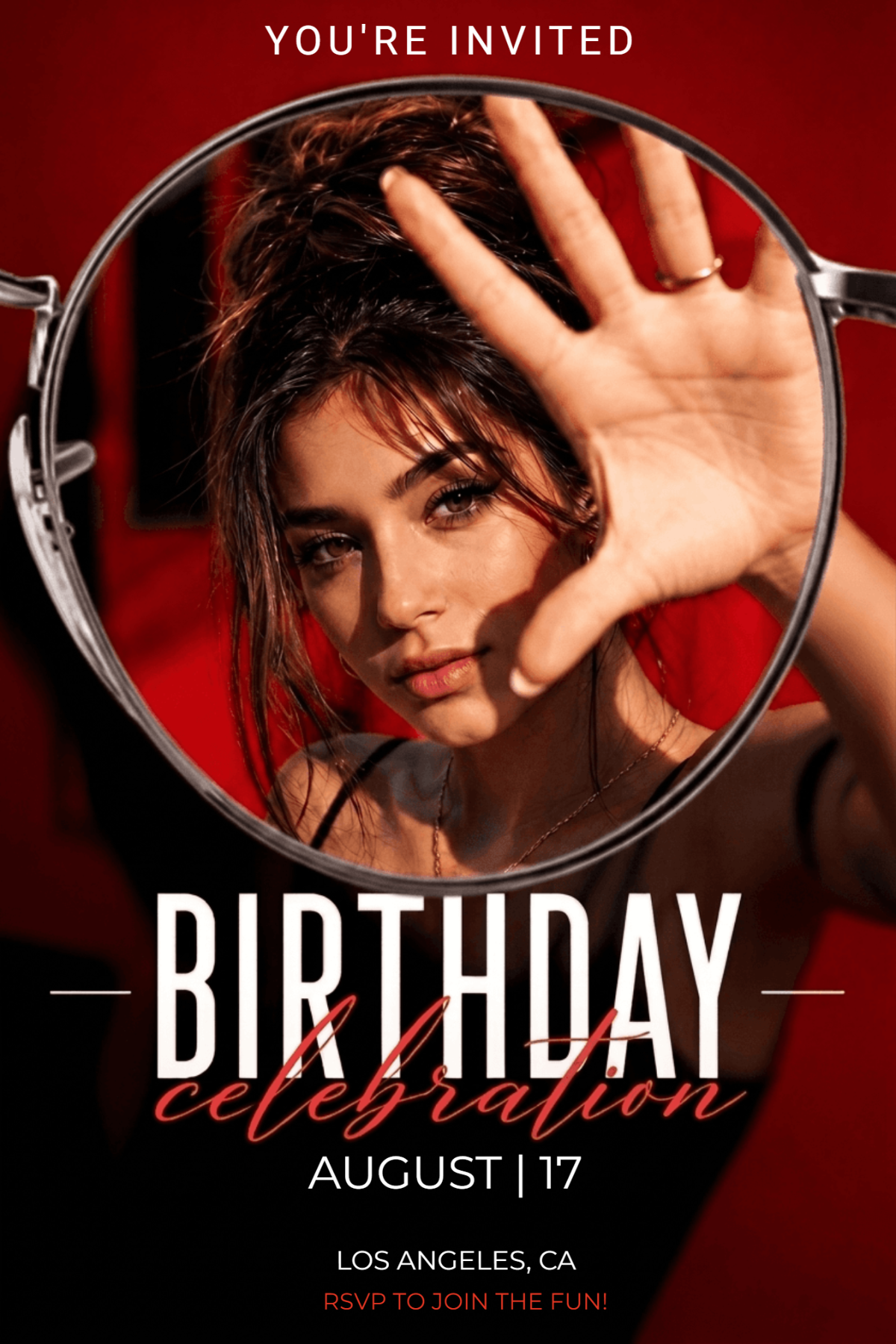Red Modern Birthday Invitation Template for Women