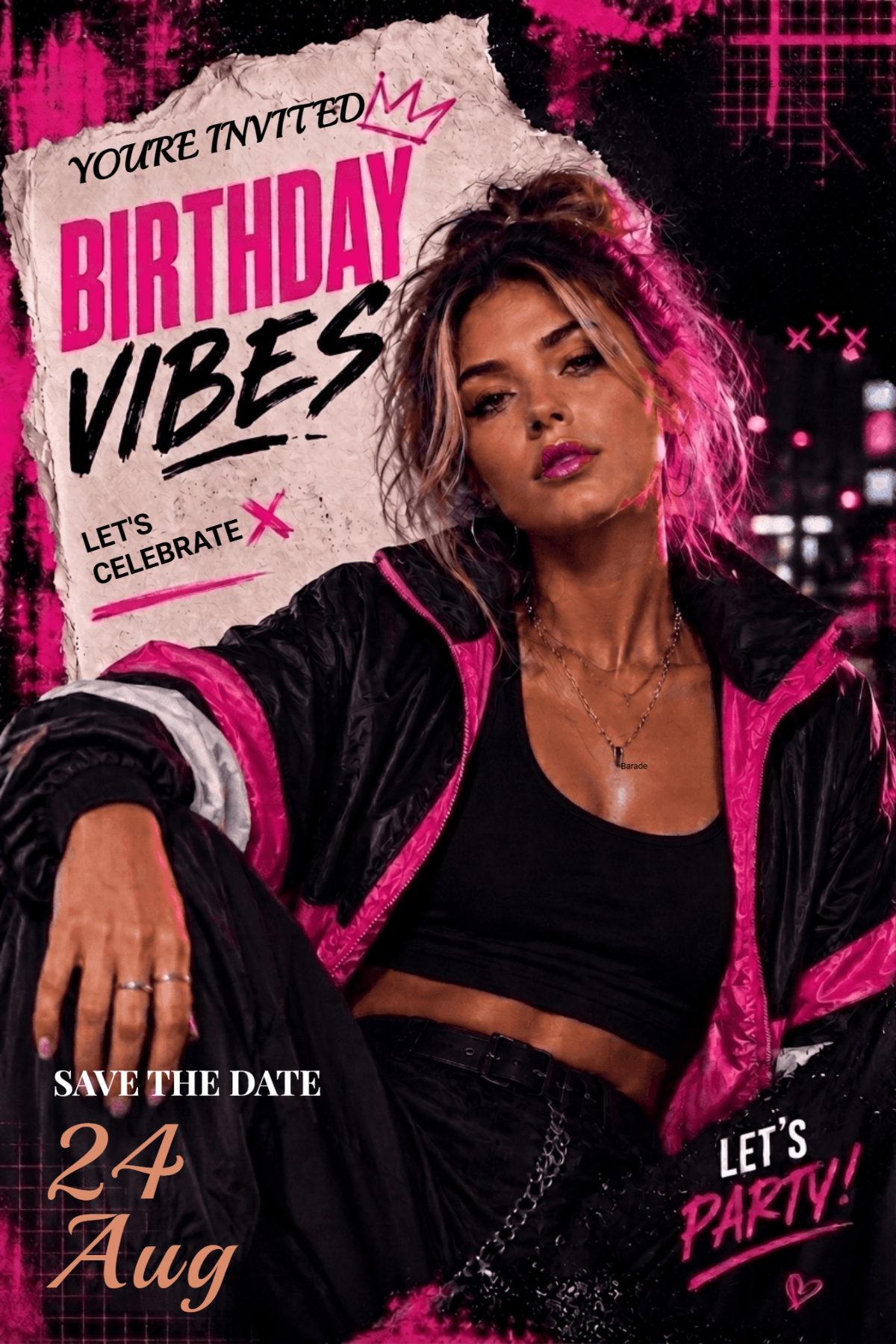 Pink Urban Birthday Invitation Template for Women Pink Urban Birthday Invitation Template for Women