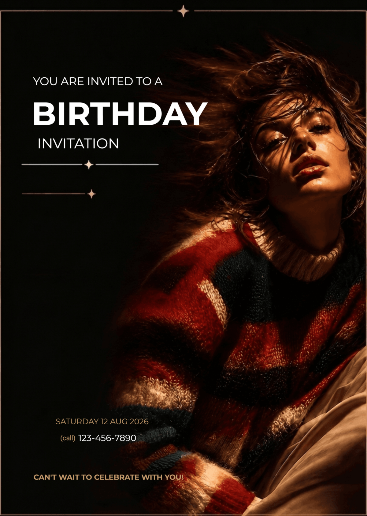 Golden Motion Birthday Invitation Template