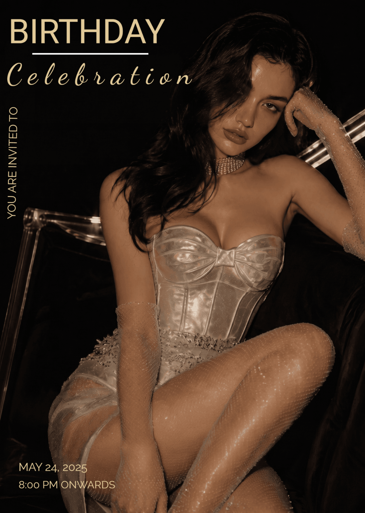 Glamorous High Fashion Birthday Invitation Template