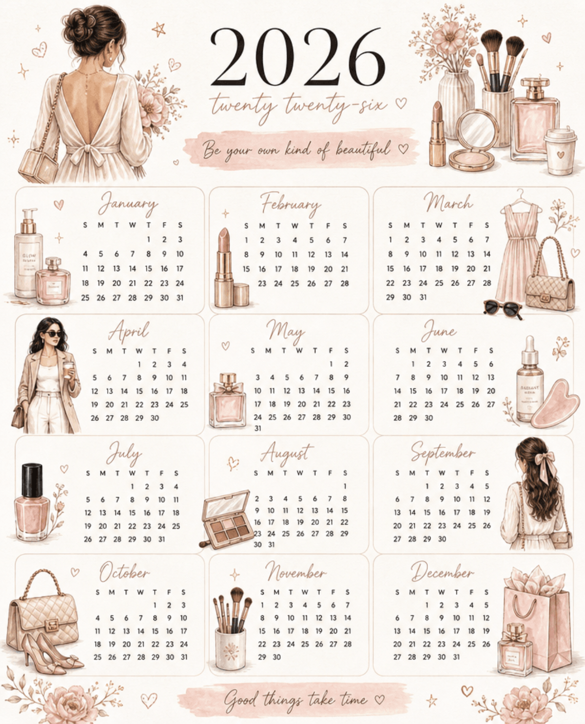 Free 2026 Printable Calendar Template to Edit Online