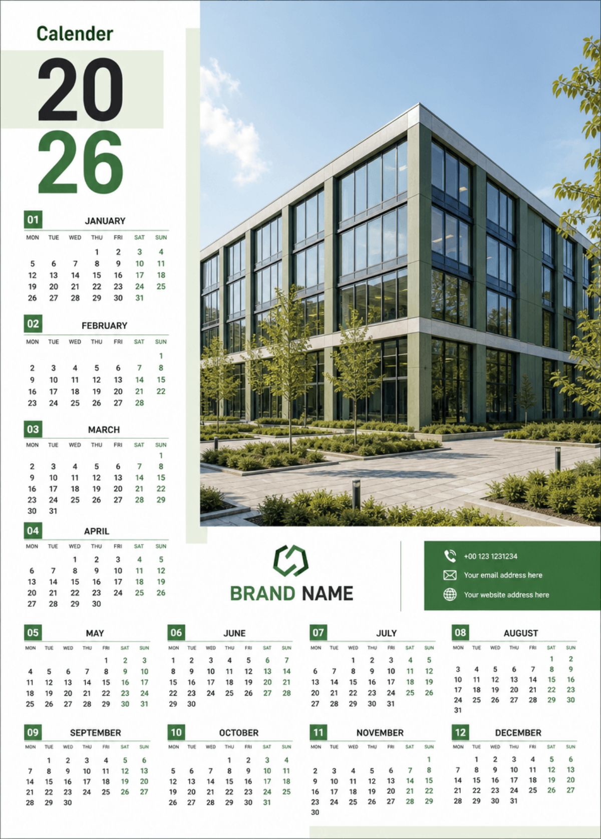 Free 2026 Business Calendar Template to Edit Online