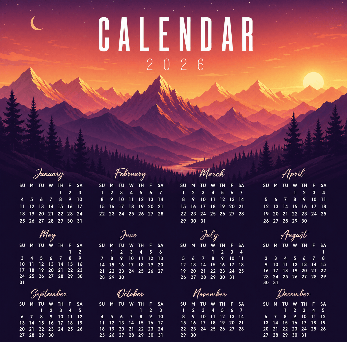 Free 2026 Desk Calendar Template to Edit Online