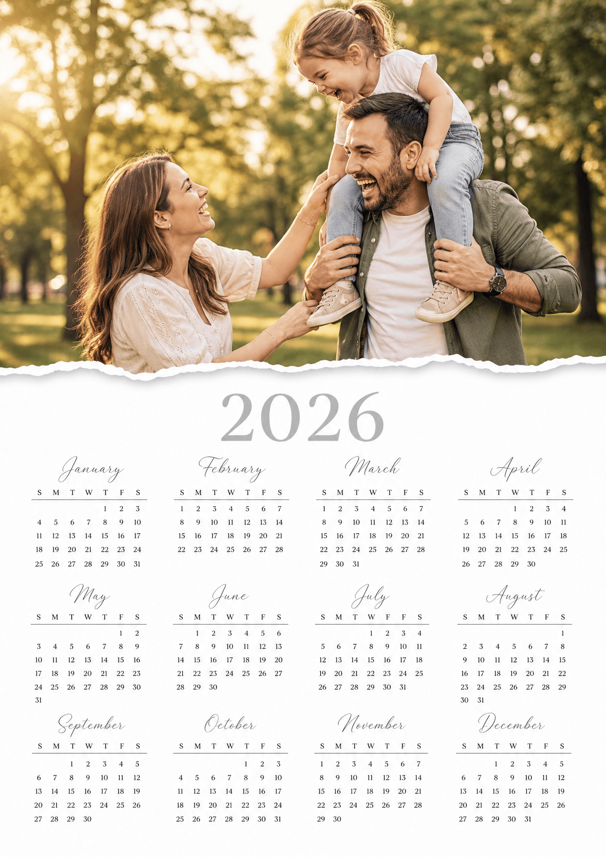 Free 2026 Family Calendar Template to Edit Online
