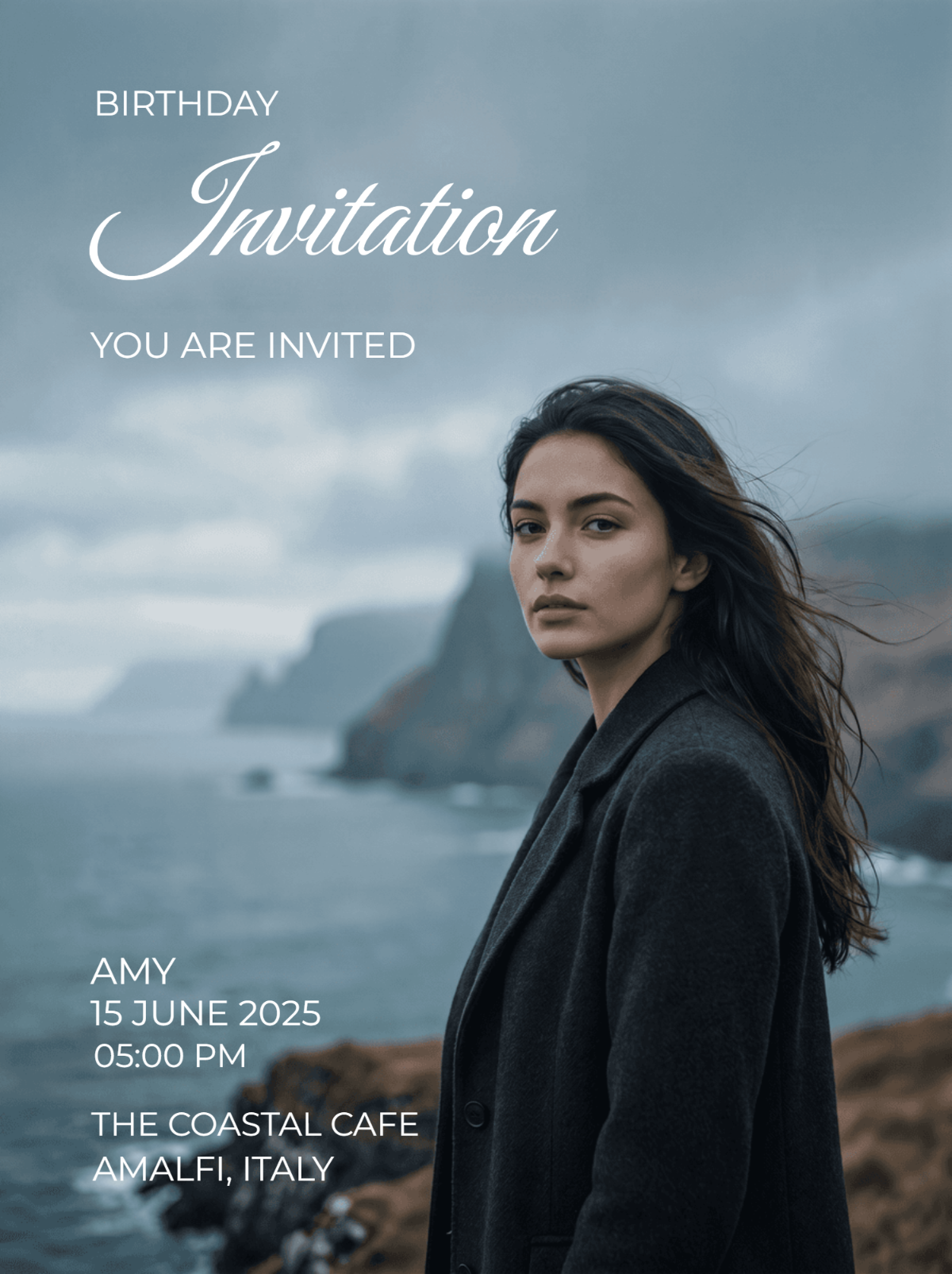 Elegant Cinematic Birthday Invitation for Her