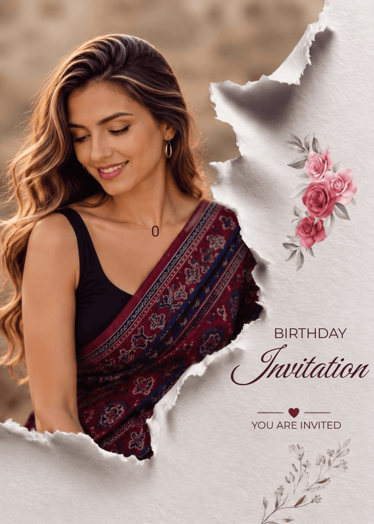 Elegant Floral Birthday Invitation for Her Elegant Floral Birthday Invitation for Her