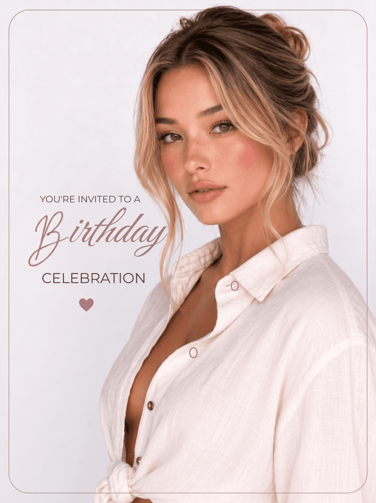 Blush Pink Birthday Invitation Template for Women
