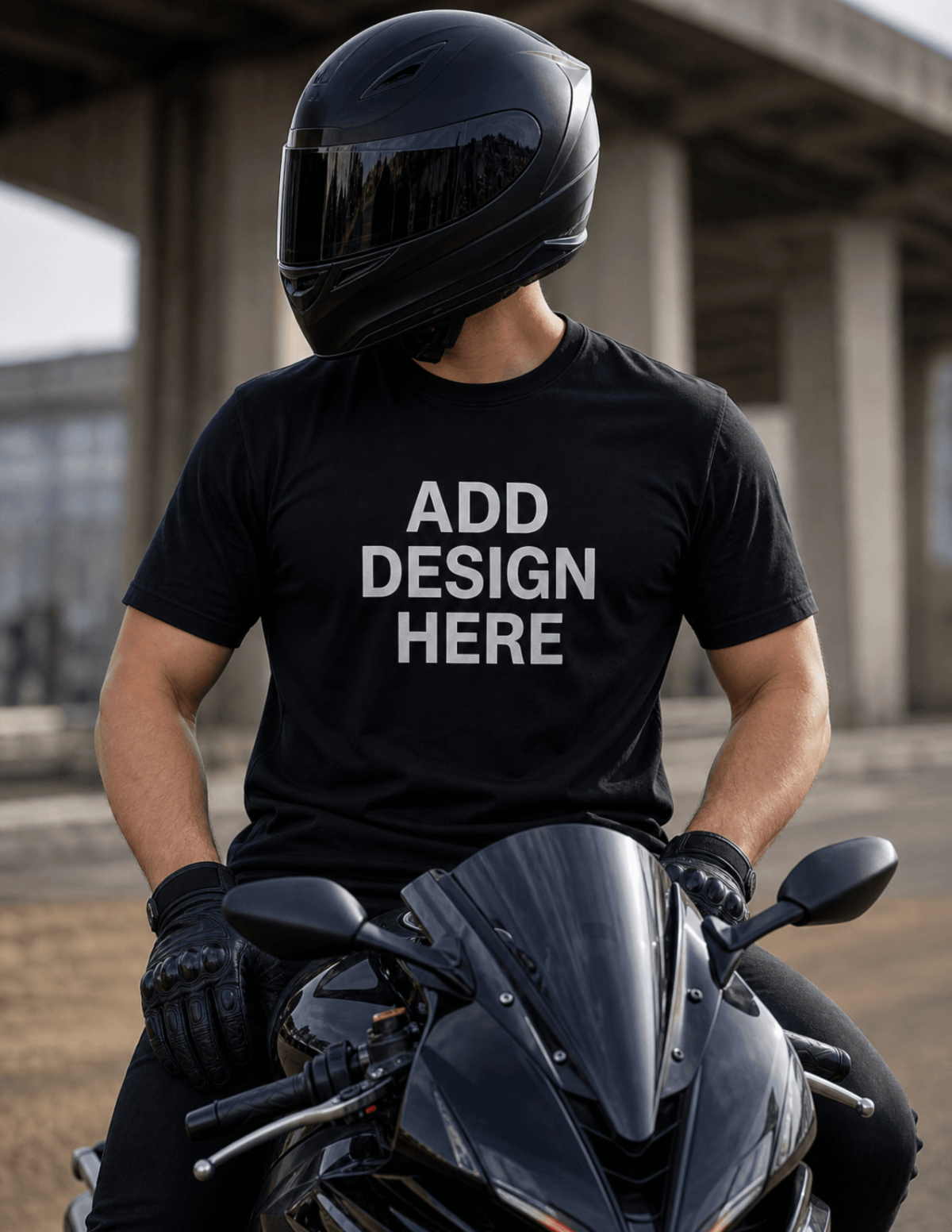 Free Biker T-Shirt Mockup Template to Edit Online