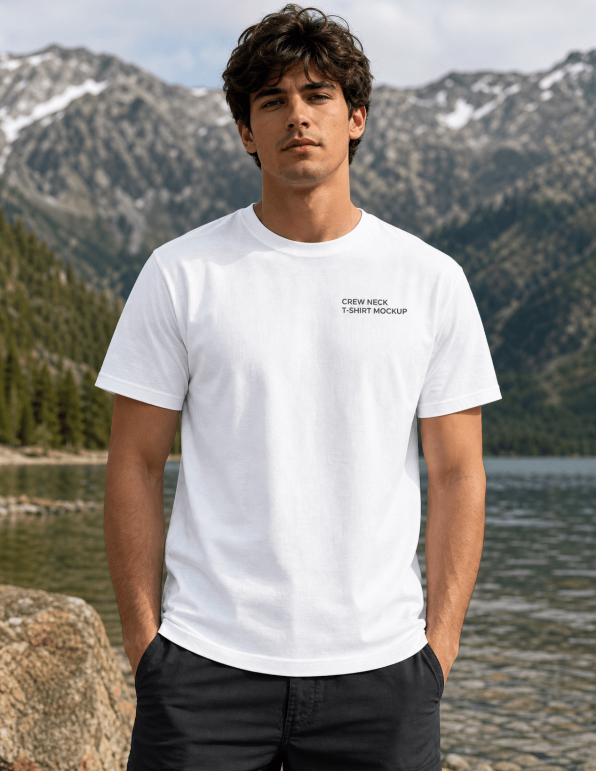 Free Blank Crew-Neck T-Shirt Mockup Template to Edit Online