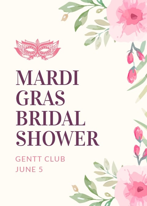 Mardi Gras Bridal Shower Invitation Template