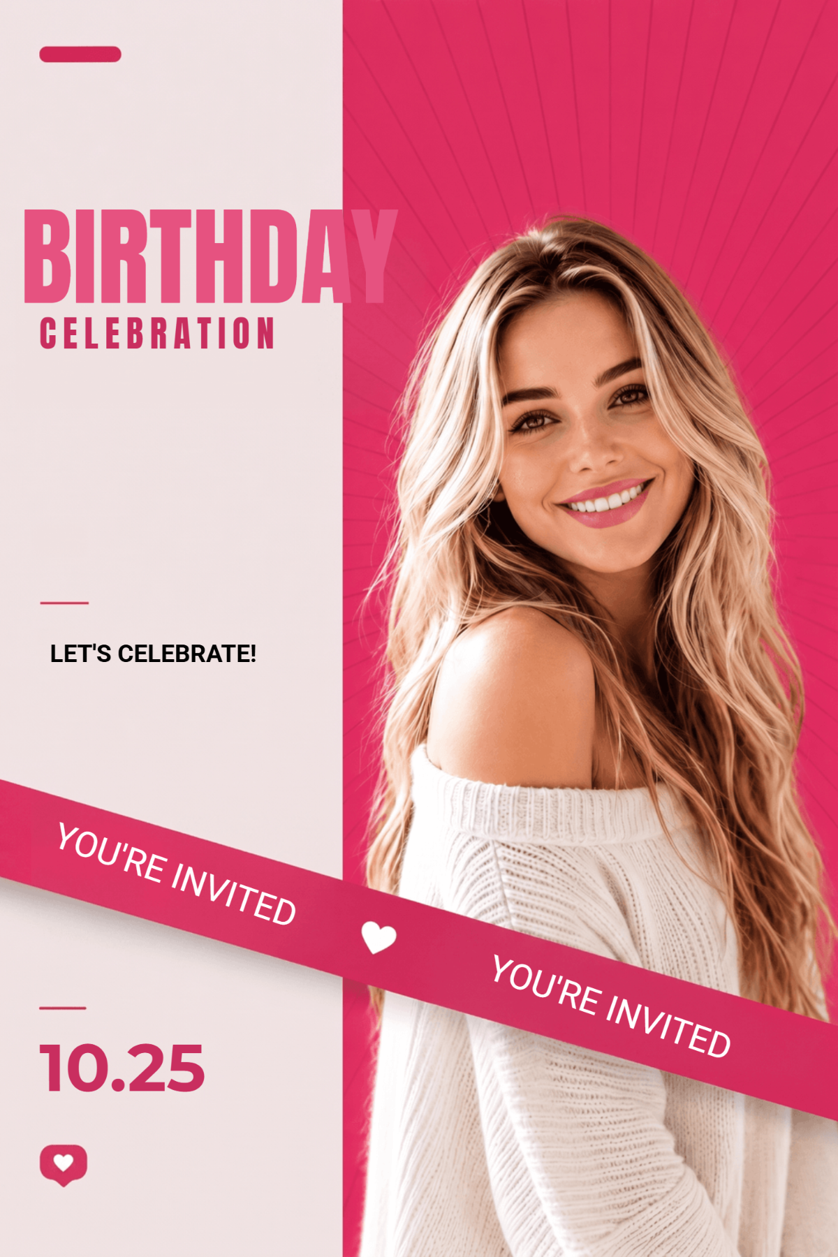 Premium Modern Pink Birthday Invitation Premium Modern Pink Birthday Invitation