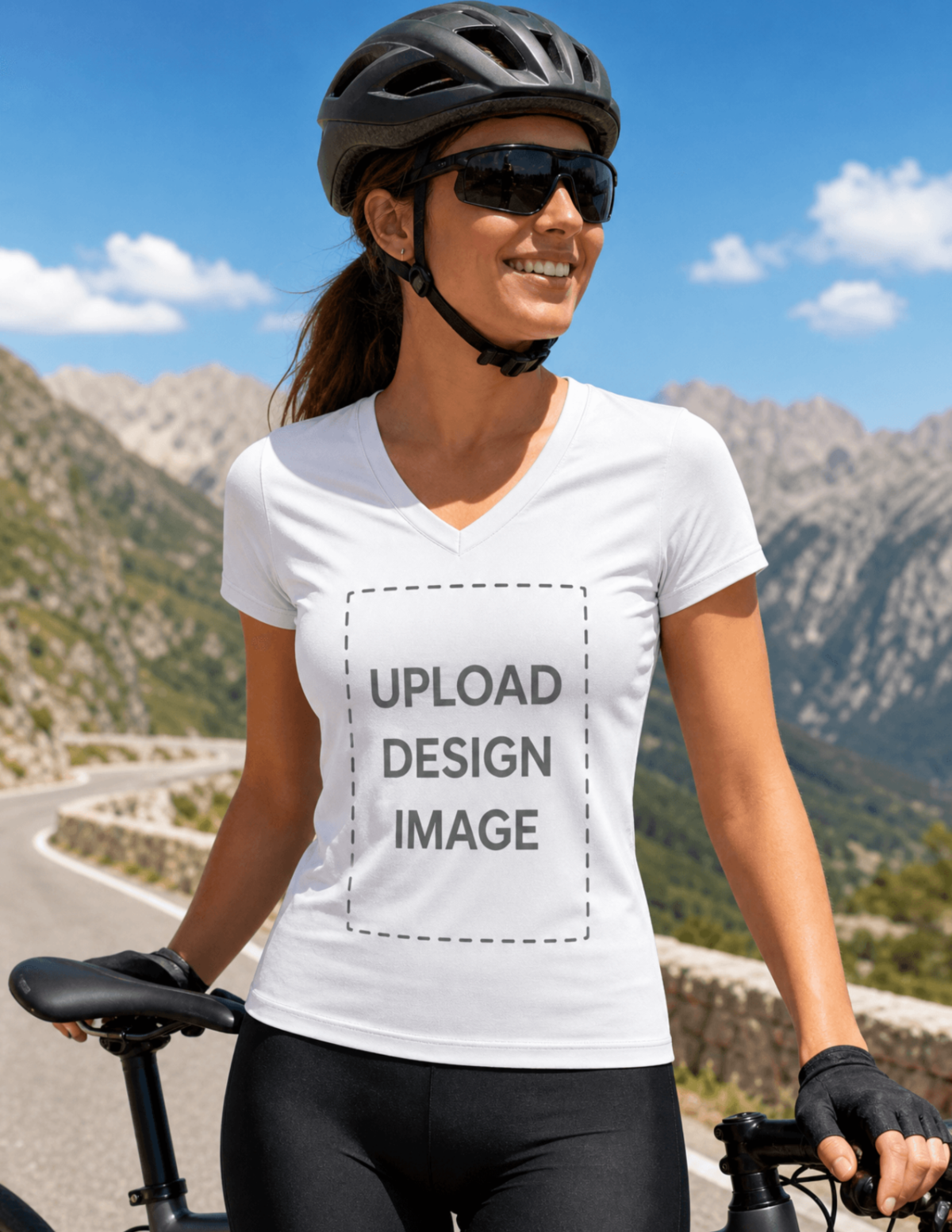 Free Women's Slim-Fit V Neck T-shirt Mockup Template to Edit Online