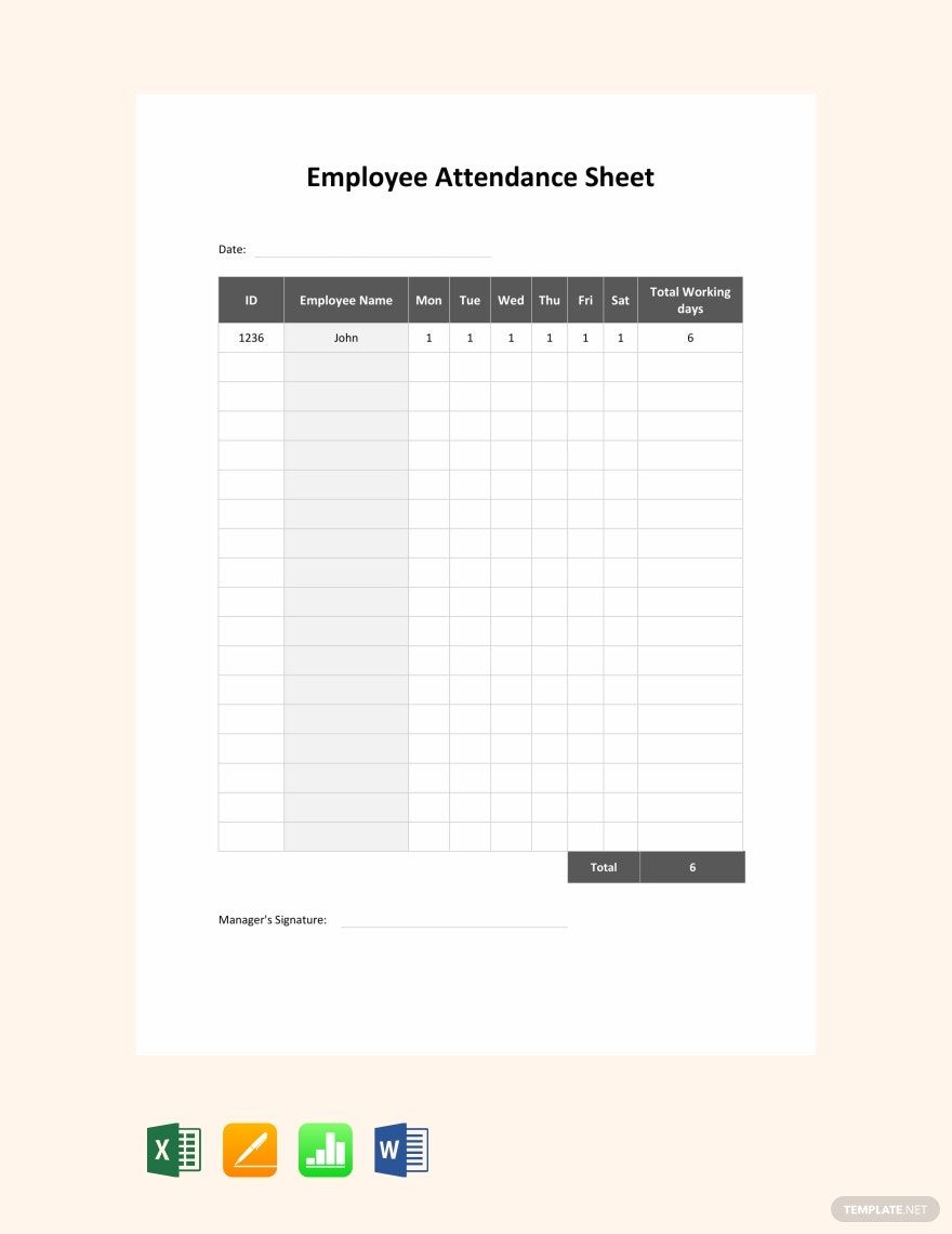 Employee Attendance Sheet Template