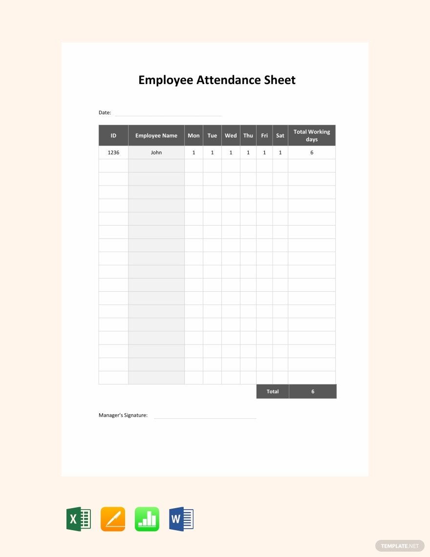 Free Employee Attendance Sheet Template Download In Word Google Docs 