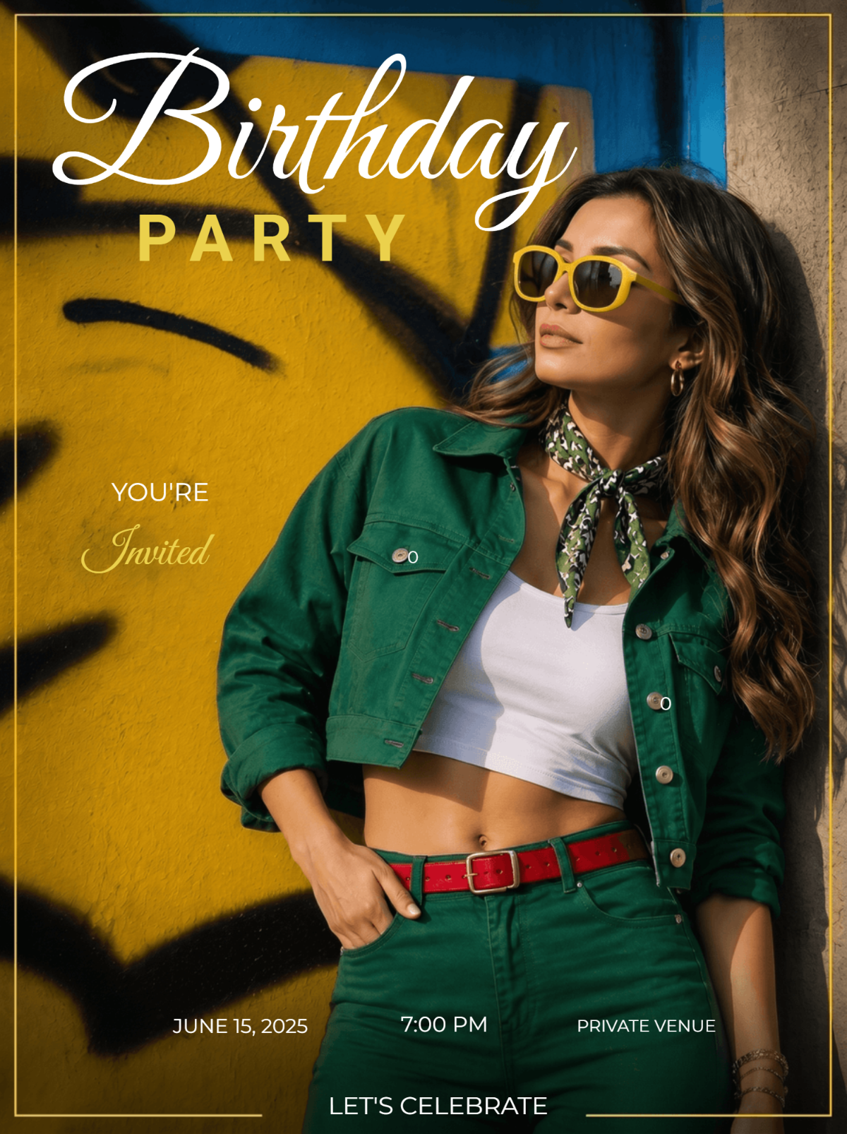 Urban Chic Woman Birthday Party Invitation Template