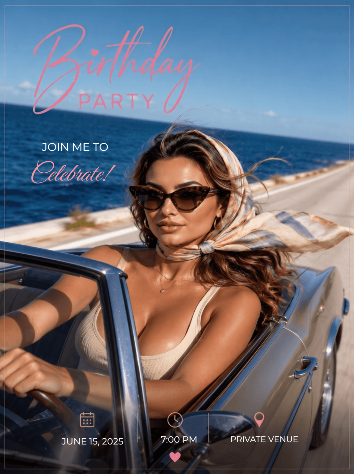 Coastal Convertible Glam Birthday Invitation Template