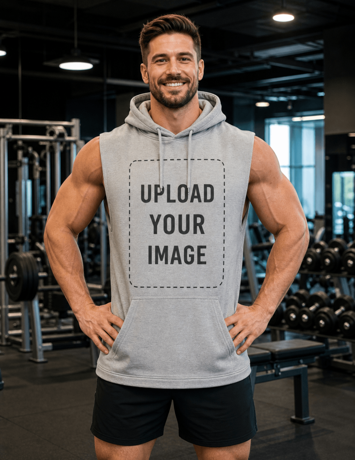 Free Sleeveless Hoodie Mockup Template to Edit Online