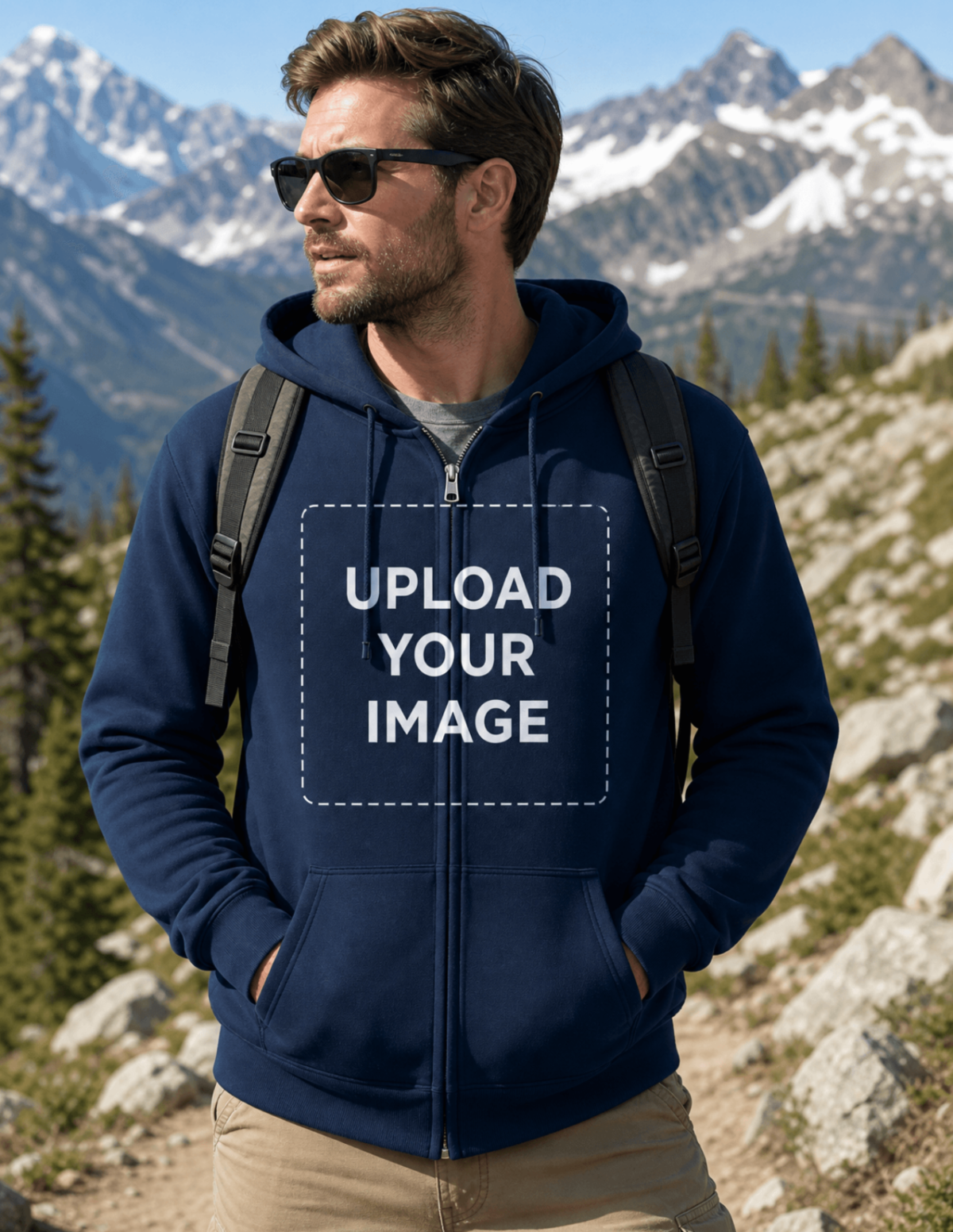 Free Men's Zip Up Hoodie Mockup Template to Edit Online