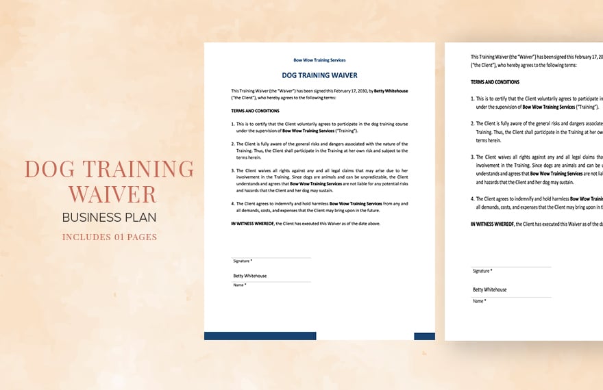 Dog Training Waiver Template