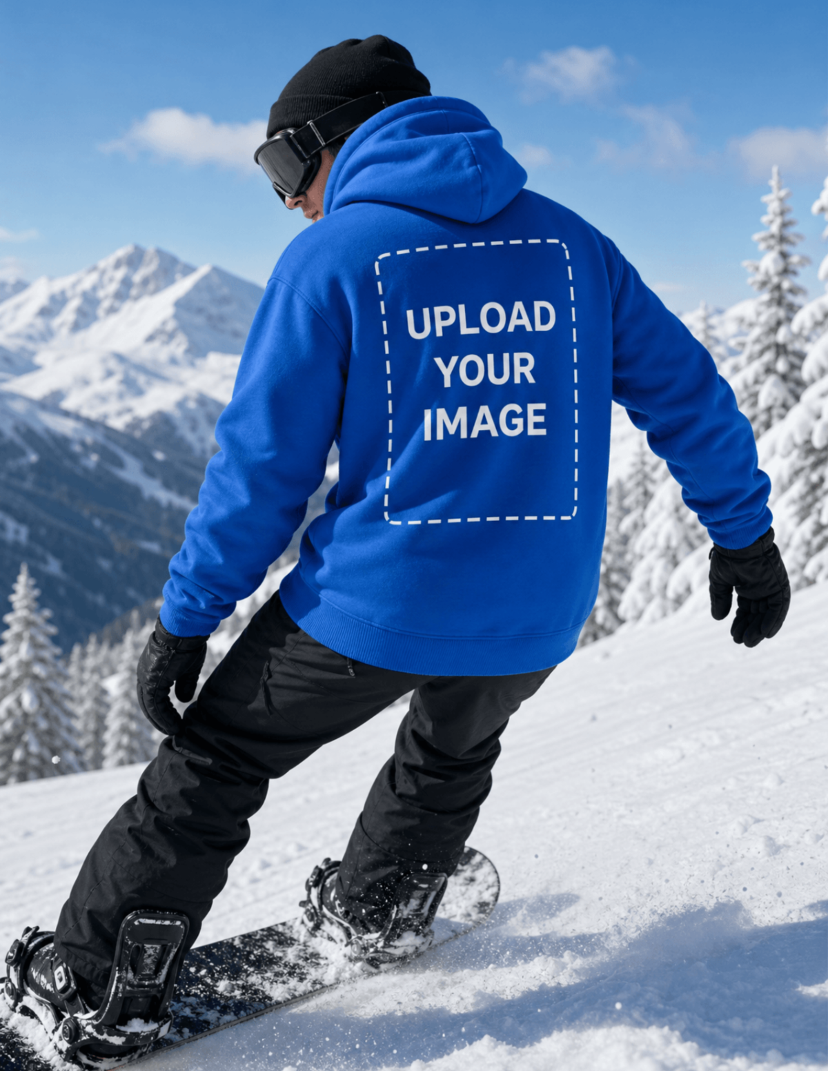 Free Snowboarder Wearing a Hoodie Back View Mockup Template to Edit Online
