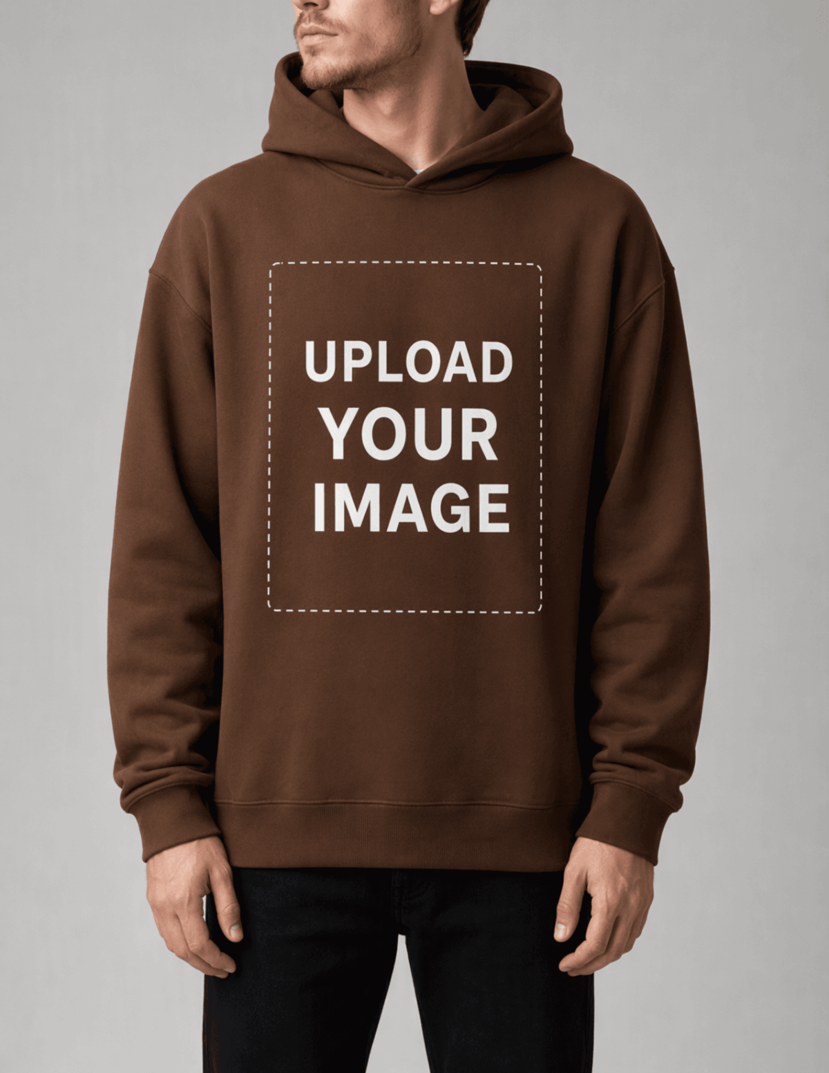 Free Cropped-Face Model Pointing at a Hoodie Mockup Template to Edit Online