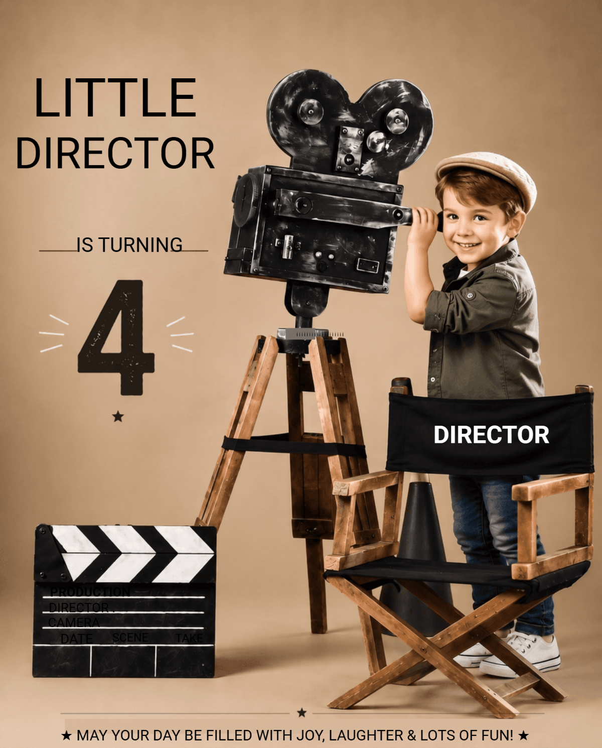 Little Director 4th Birthday Invitation